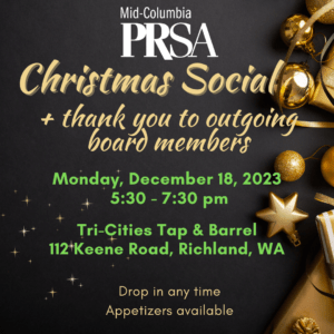 Christmas social, PRSA Mid-Columbia Chapter, December 18, 2023, Richland, WA